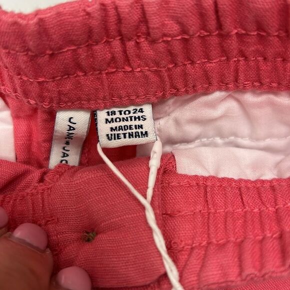 Janie and Jack 100048903 Linen-Cotton Pull-On Short - pink coral size 12-18 m - Picture 9 of 13